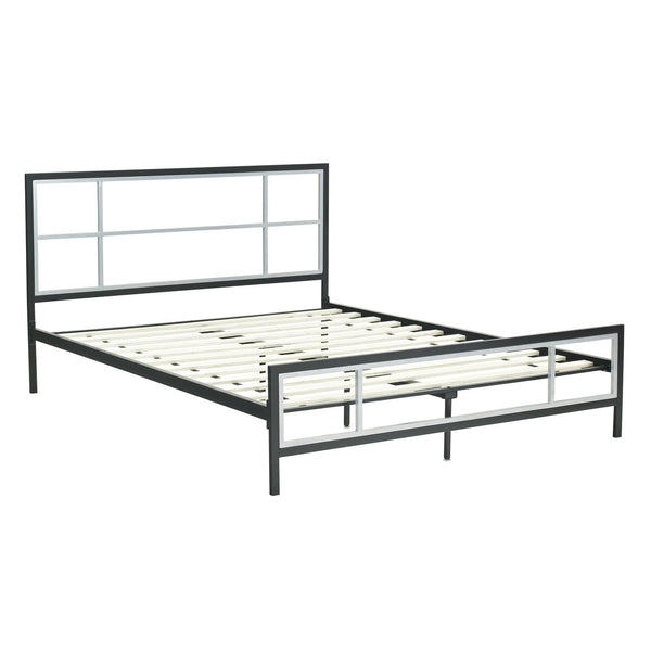 Full size Modern Metal Platform Bed Fame with Headboard Footboard and Wood Slats - Deals Kiosk