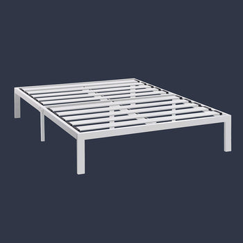 Full size Heavy Duty Metal Platform Bed Frame in White - Deals Kiosk