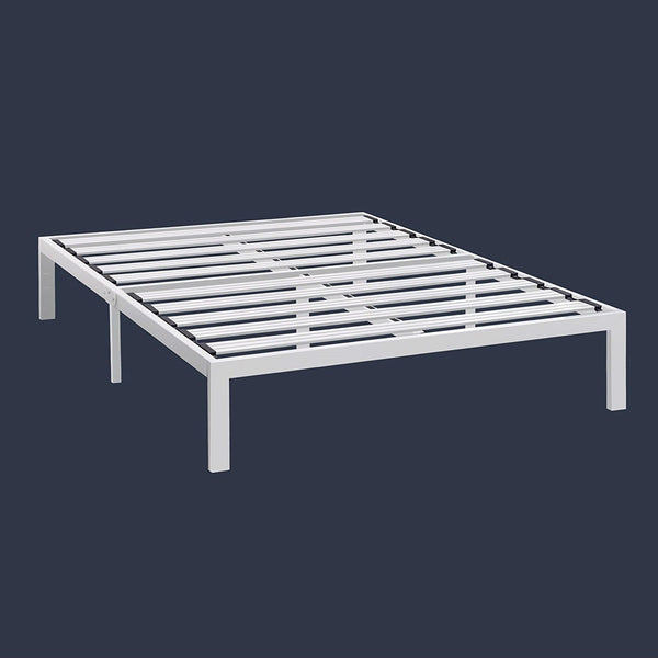 Full size Heavy Duty Metal Platform Bed Frame in White - Deals Kiosk