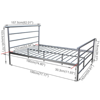 Full size Metal Platform Bed Frame with Modern Headboard and Footboard in Silver - Deals Kiosk