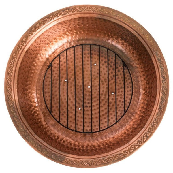 Hammered Copper Fire Pit with Wrought Iron Stand and Spark Screen - Deals Kiosk