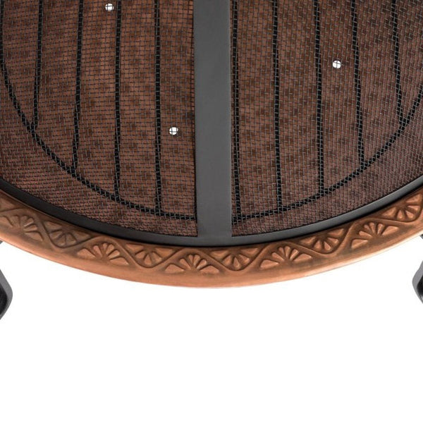 Hammered Copper Fire Pit with Wrought Iron Stand and Spark Screen - Deals Kiosk