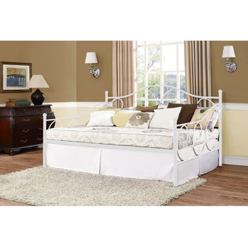 Full size Day Bed in Contemporary White Metal Finish - Deals Kiosk
