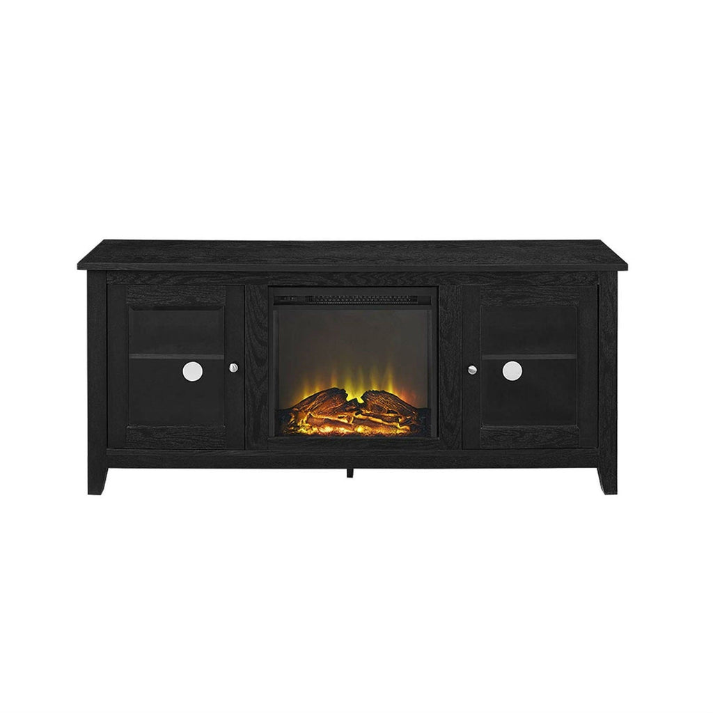 Black 2-in-1 TV Stand with Electric Fireplace Heater - Deals Kiosk