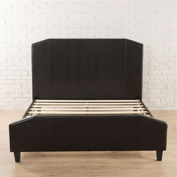 Full Espresso Faux Leather Upholstered Platform Bed with Headboard & Footboard - Deals Kiosk