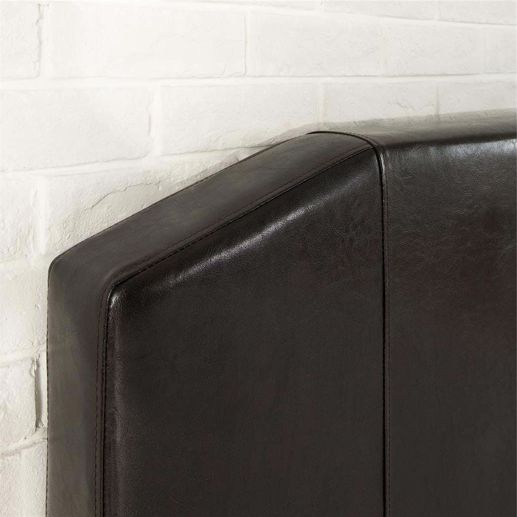 Full Espresso Faux Leather Upholstered Platform Bed with Headboard & Footboard - Deals Kiosk