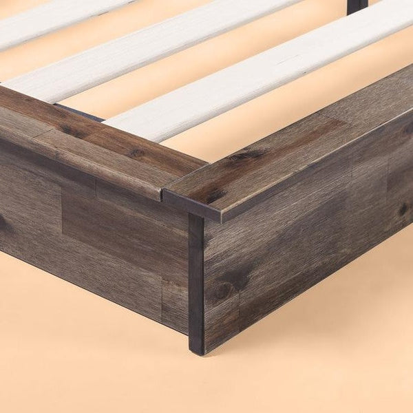 Full size Farmhouse Wood Industrial Low Profile Platform Bed Frame - Deals Kiosk