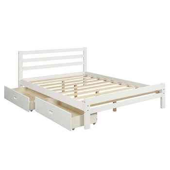 Full size White Low Profile 2 Drawer Storage Platform Bed - Deals Kiosk