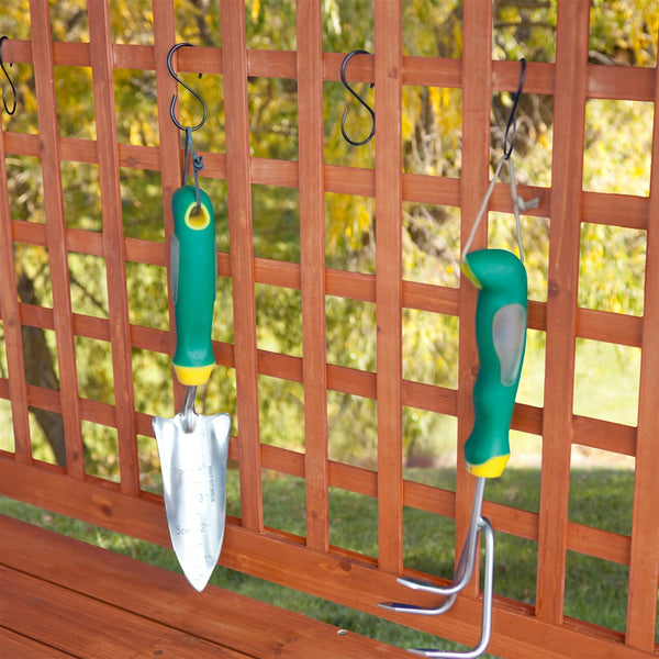 Folding Wood Potting Bench Outdoor Bakers Rack with Shelves - Deals Kiosk