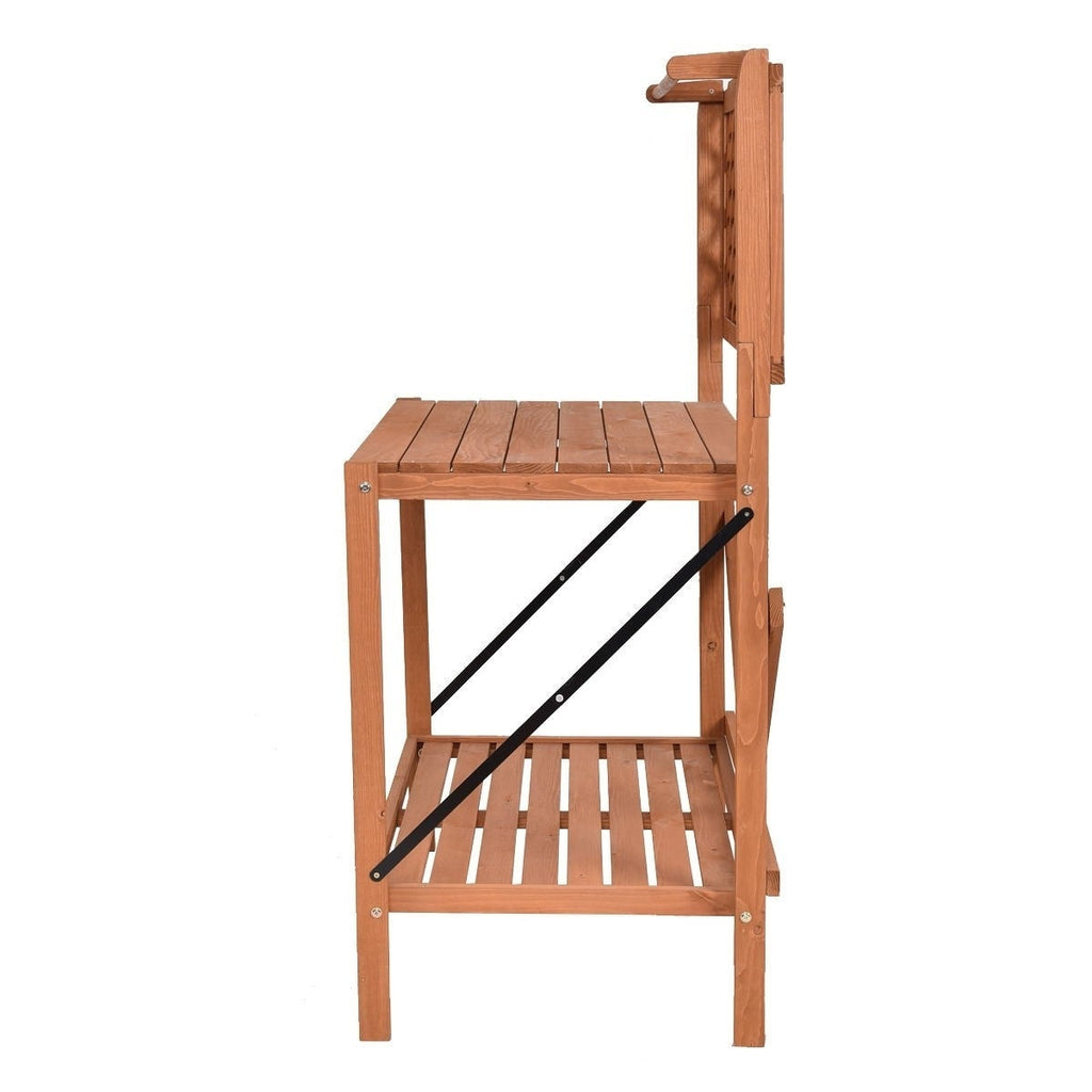 Folding Wooden Garden Workstation Potting Bench with Shelf - Deals Kiosk