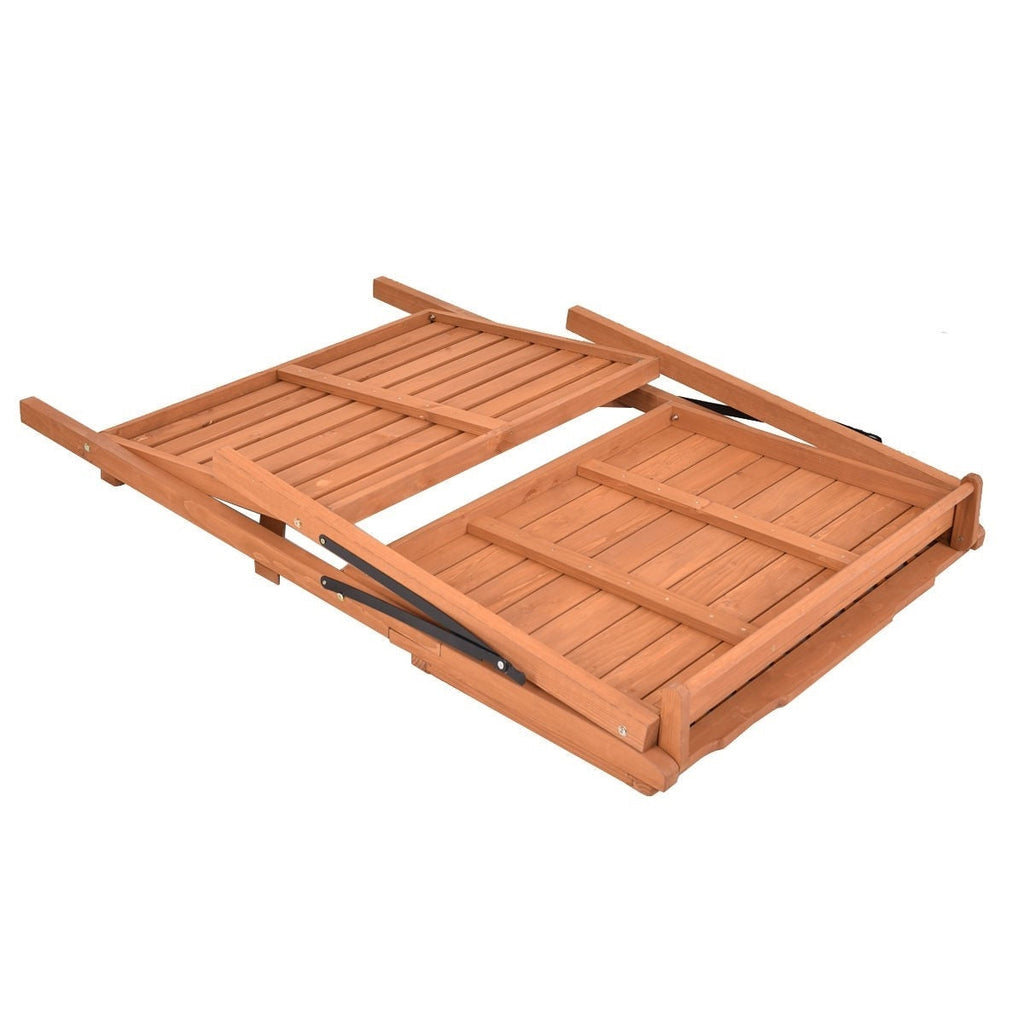 Folding Wooden Garden Workstation Potting Bench with Shelf - Deals Kiosk