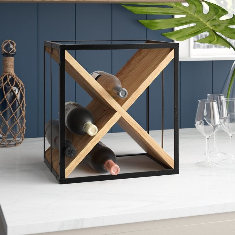 Farmhouse Assembled Rustic 16 Bottle Tabletop Wine Bottle Rack - Deals Kiosk