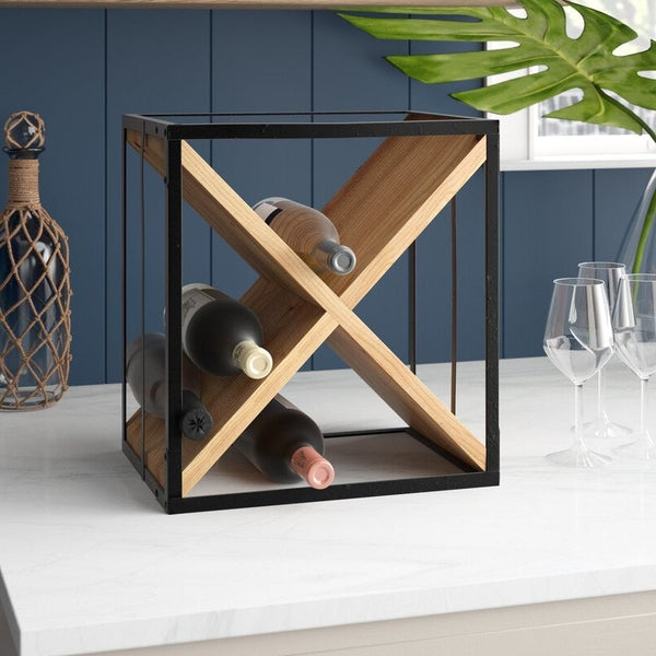 Farmhouse Assembled Rustic 16 Bottle Tabletop Wine Bottle Rack - Deals Kiosk