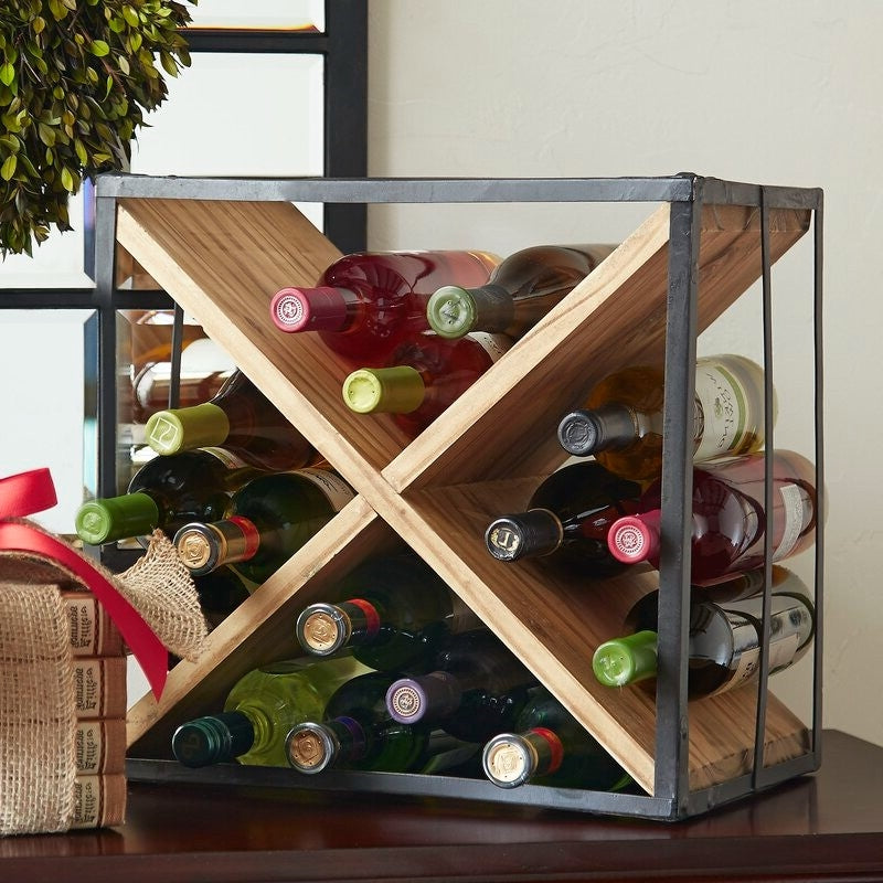 Farmhouse Assembled Rustic 16 Bottle Tabletop Wine Bottle Rack - Deals Kiosk