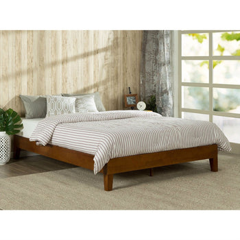 Full size Low Profile Platform Bed Frame in Cherry Wood Finish - Deals Kiosk