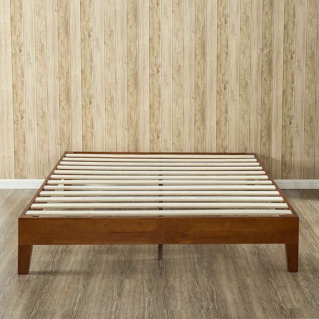Full size Low Profile Platform Bed Frame in Cherry Wood Finish - Deals Kiosk
