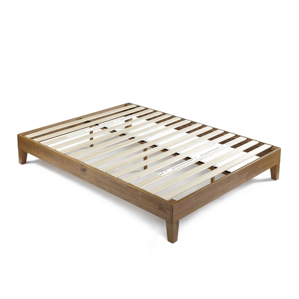 Full size Solid Wood Low Profile Platform Bed Frame in Pine Finish - Deals Kiosk