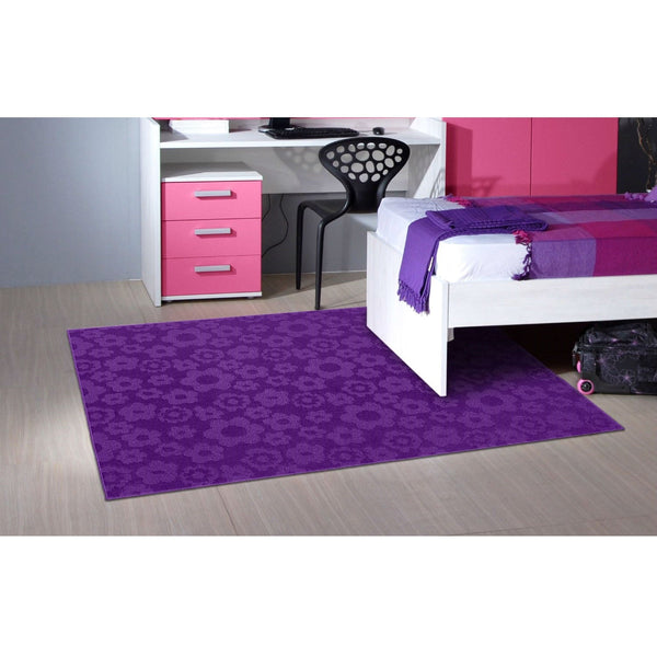 5' x 7' Purple Area Rug with Floral Flowers Pattern - Made in USA - Deals Kiosk