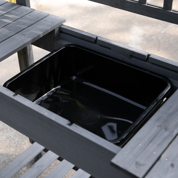 Outdoor Grey Wood Potting Bench Expandable Top with Food Grade Plastic Sink - Deals Kiosk