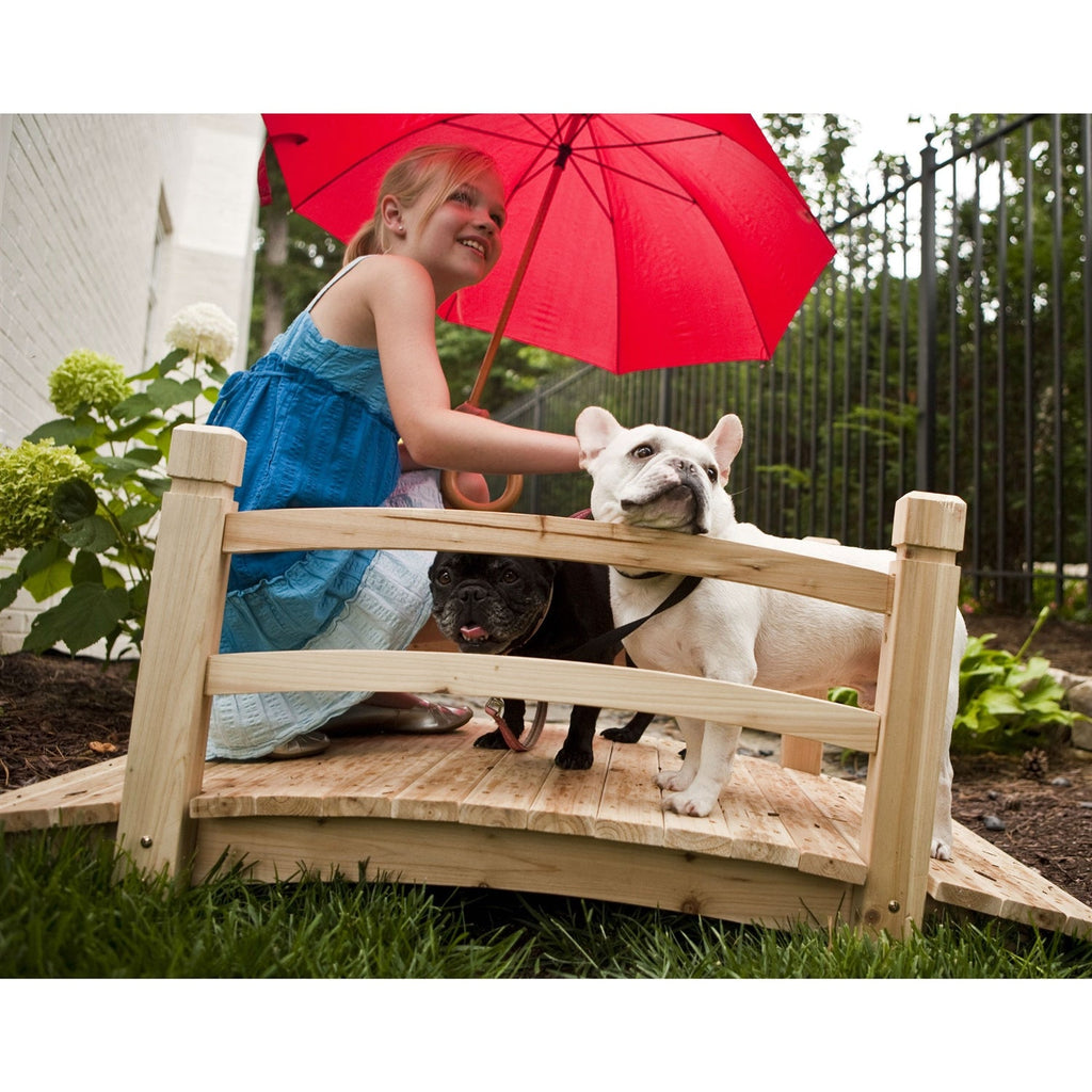 4-Ft Garden Bridge with Railings in Weather Resistant Fir Wood - Deals Kiosk