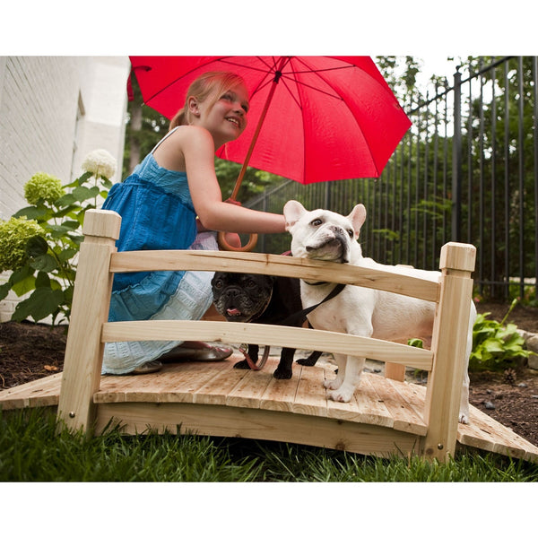 4-Ft Garden Bridge with Railings in Weather Resistant Fir Wood - Deals Kiosk