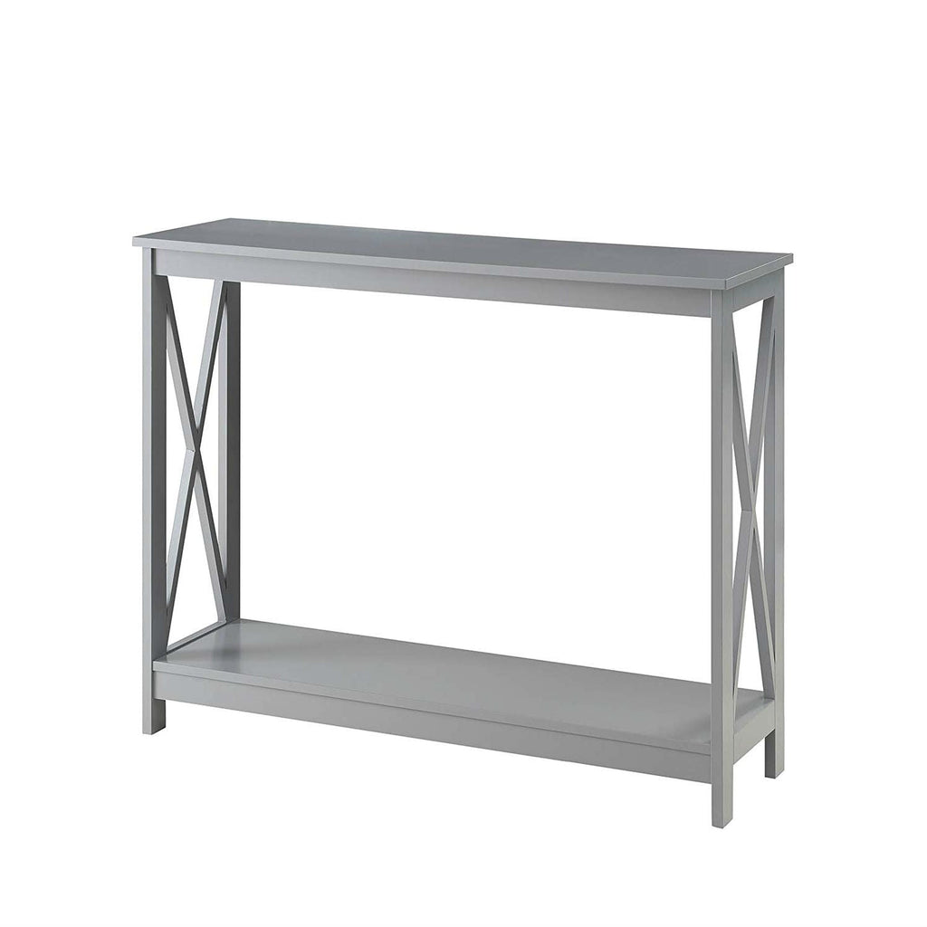 Grey Wood Console Sofa Table with Bottom Storage Shelf - Deals Kiosk