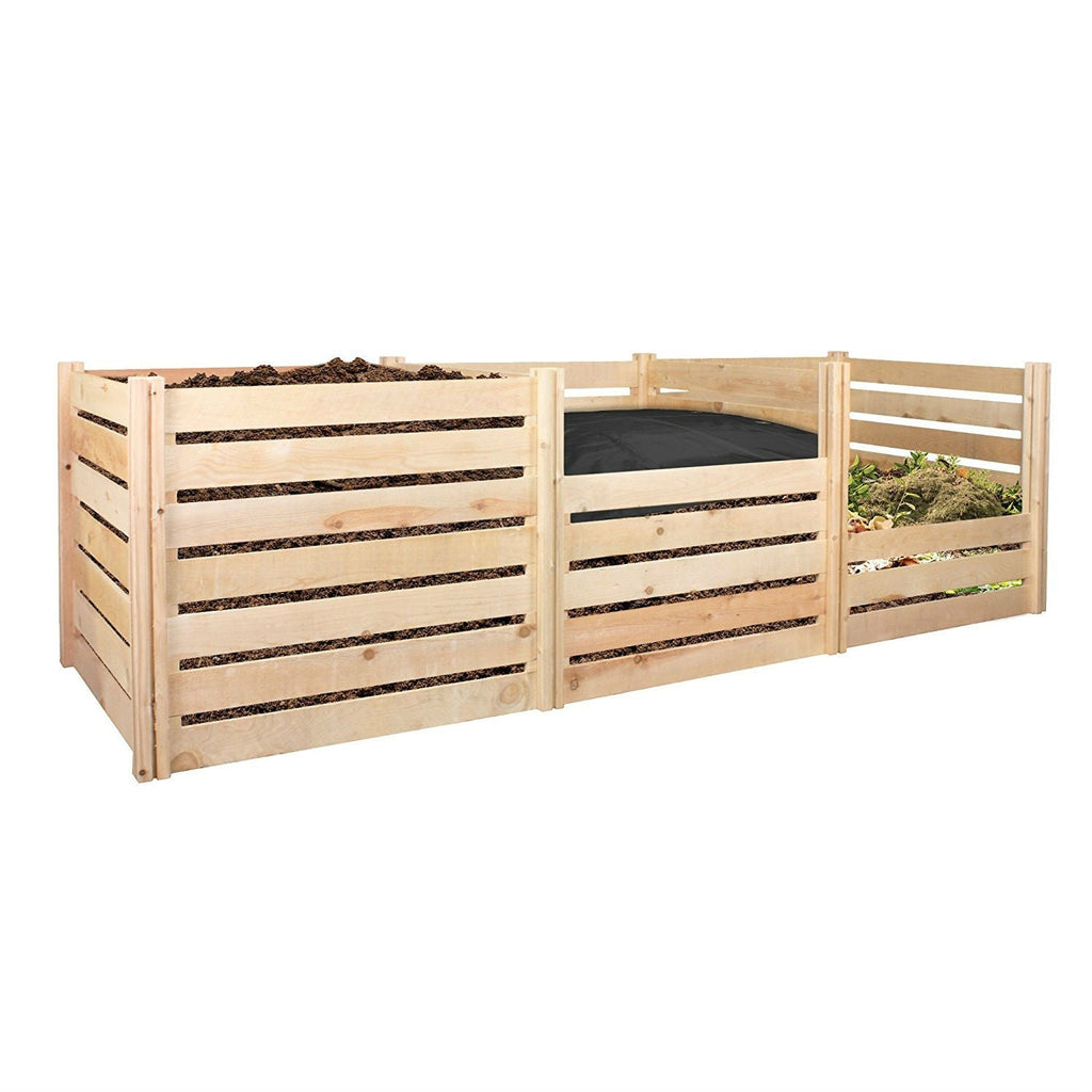 Outdoor 174-Gallon Wooden Compost Bin made from Eco-Friendly Cedar Wood - Deals Kiosk