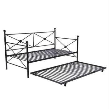 Full Metal Daybed with Roll-out Trundle in Gold Finish