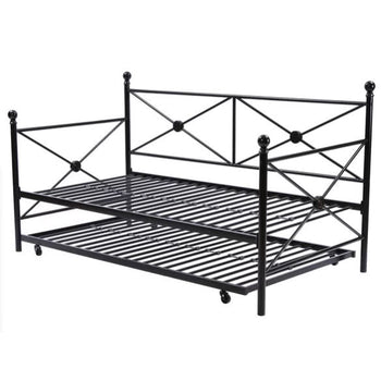 Full Metal Daybed with Roll-out Trundle in Gold Finish - Deals Kiosk