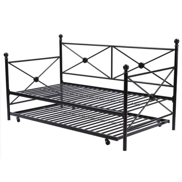 Full Metal Daybed with Roll-out Trundle in Gold Finish - Deals Kiosk