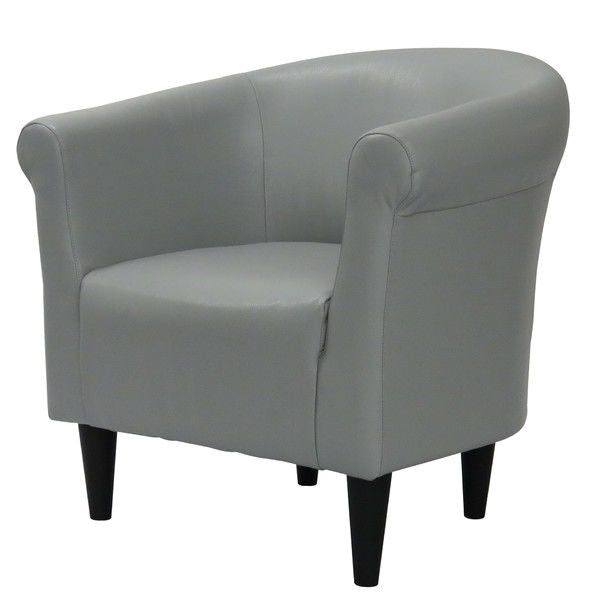 Gray Faux Leather Upholstered Accent Chair Club Chair - Made in USA - Deals Kiosk