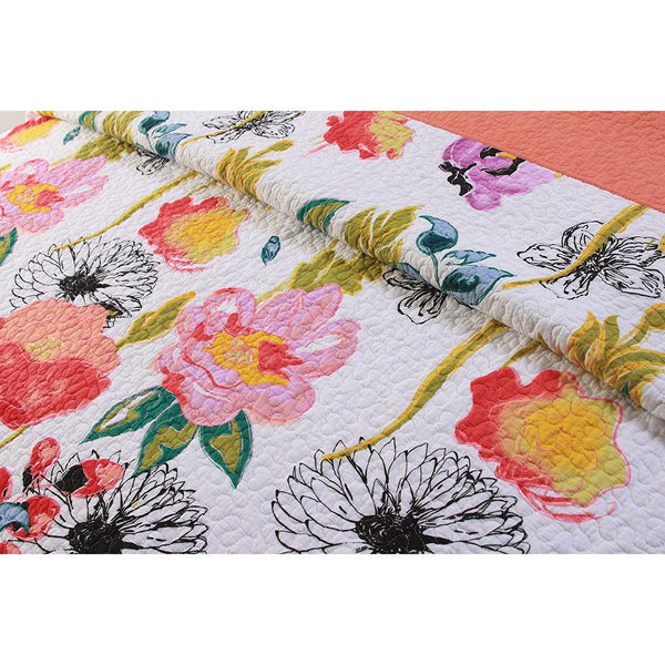 Full / Queen Cotton Quilt Set Multi-Color Floral Pattern - Deals Kiosk