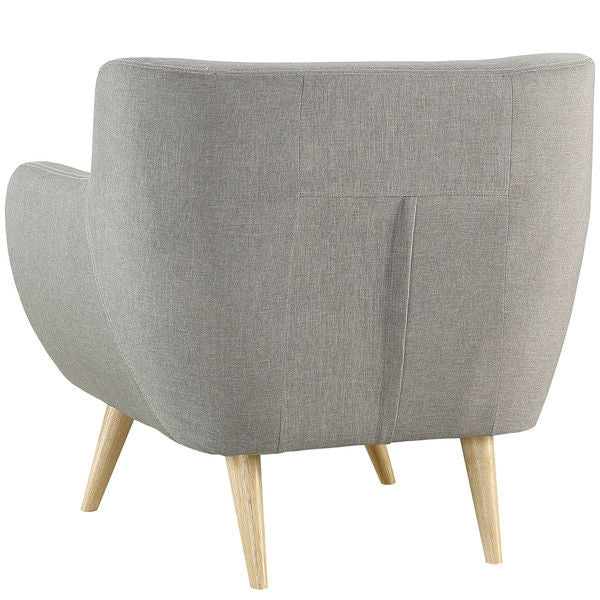 Gray Upholstered Mid-Century Style Armchair Accent Chair with Wood Legs - Deals Kiosk