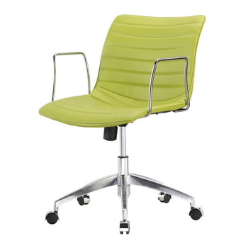 Green Faux Leather Modern Mid-Back Office Chair with Curved 26.7 inch Wide Seat - Deals Kiosk