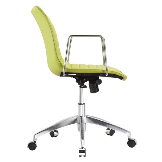 Green Faux Leather Modern Mid-Back Office Chair with Curved 26.7 inch Wide Seat - Deals Kiosk
