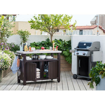 Outdoor Grill Party Caster Bar Serving Cart with Storage Dark Brown - Deals Kiosk