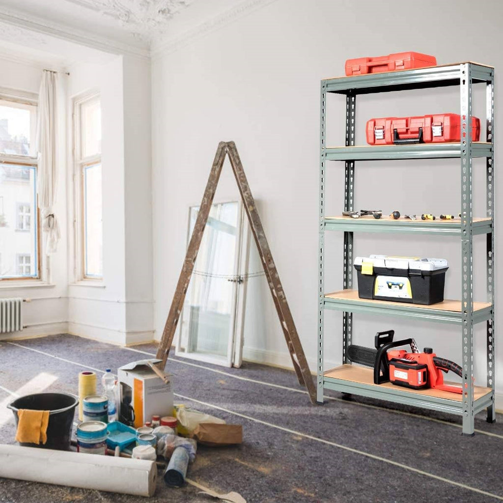 Heavy Duty 60 inch Adjustable 5-Shelf Metal Storage Rack in Gray - Deals Kiosk