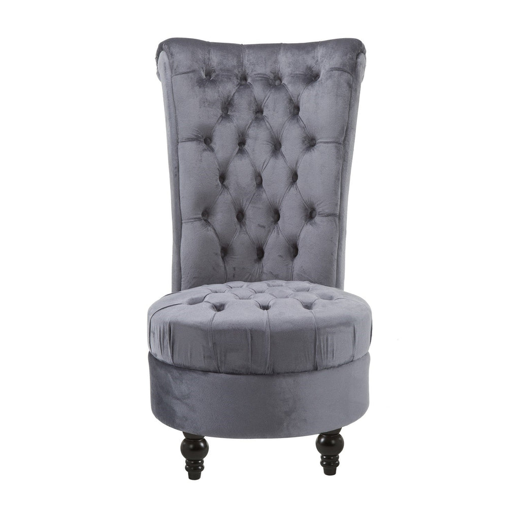 Gray Tufted High Back Plush Velvet Upholstered Accent Low Profile Chair - Deals Kiosk