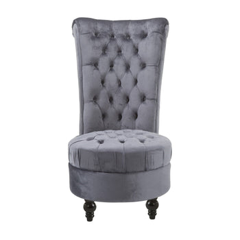 Gray Tufted High Back Plush Velvet Upholstered Accent Low Profile Chair - Deals Kiosk