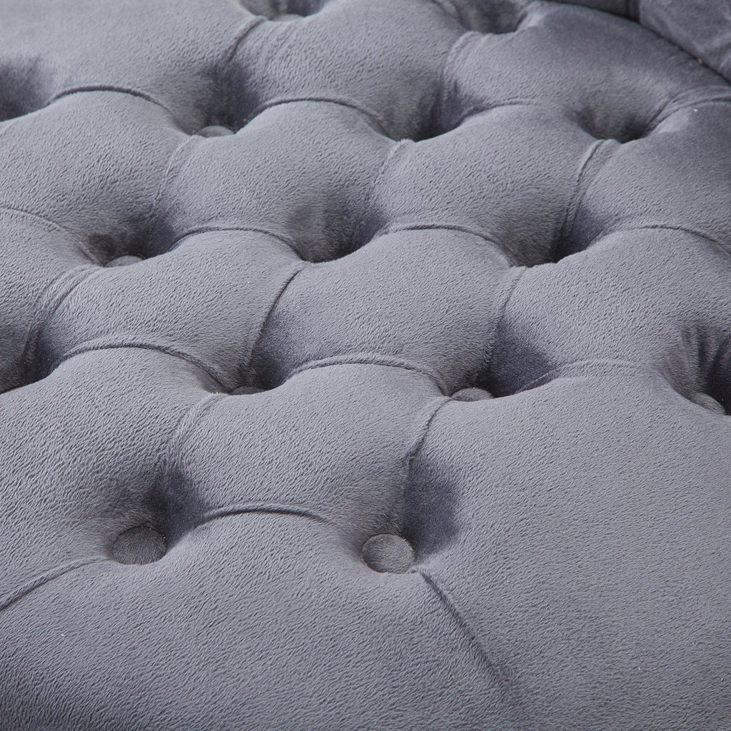 Gray Tufted High Back Plush Velvet Upholstered Accent Low Profile Chair - Deals Kiosk