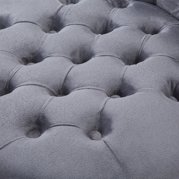 Gray Tufted High Back Plush Velvet Upholstered Accent Low Profile Chair - Deals Kiosk