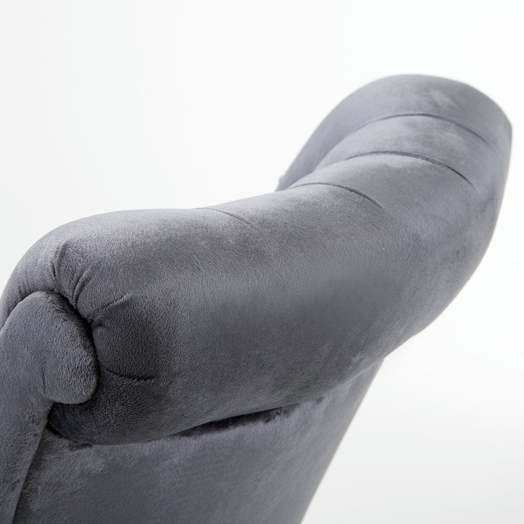 Gray Tufted High Back Plush Velvet Upholstered Accent Low Profile Chair - Deals Kiosk