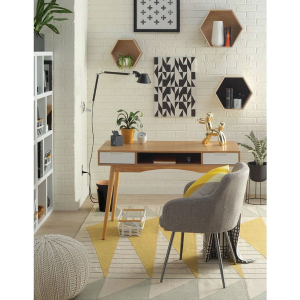 Gray Upholstered Mid-Century Polyester Low Back Armchair Steel Legs - Deals Kiosk