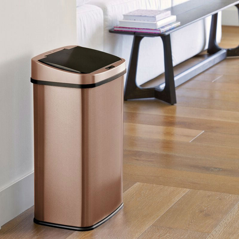 Gold 13-Gallon Stainless Steel Kitchen Trash Can with Motion Sensor Lid - Deals Kiosk