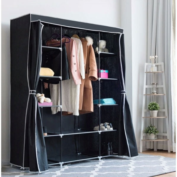 Black 60-inch Wardrobe Closet Portable Clothes Storage Organizer - Deals Kiosk