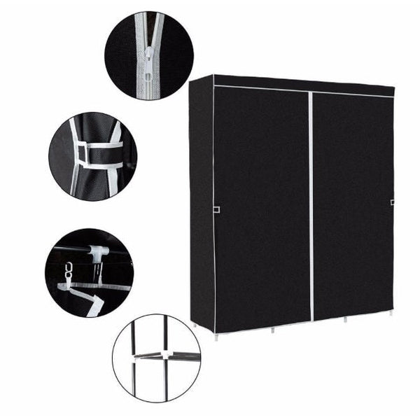 Black 60-inch Wardrobe Closet Portable Clothes Storage Organizer - Deals Kiosk