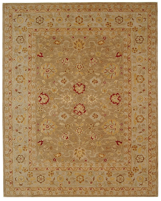 Handmade Ancestry Tan/ Ivory Wool Rug (9' x 12')