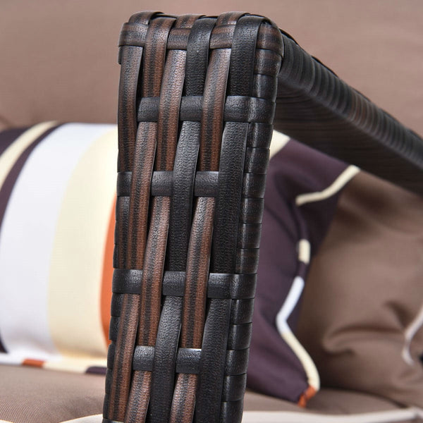 Brown 3 Piece Patio Set Rattan Wicker Rocking Chairs with Coffee Table - Deals Kiosk