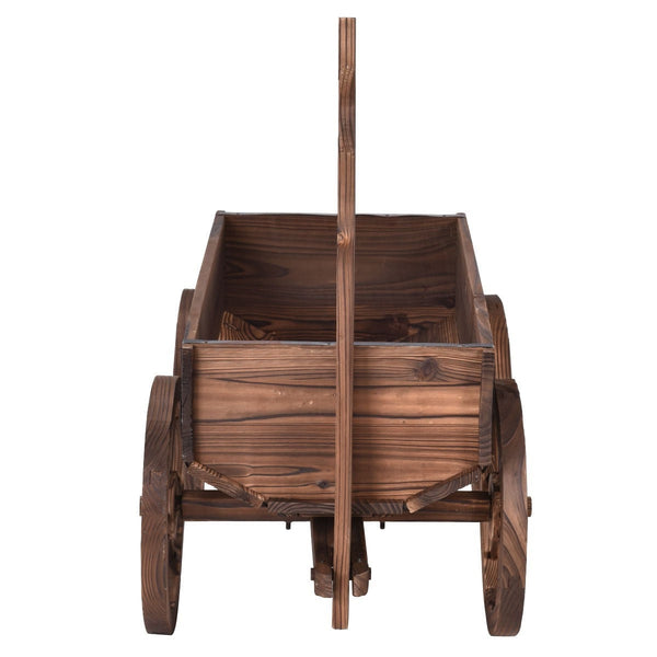 Mobile Half Barrel Solid Wood Planter Box on Wooden Wheels - Deals Kiosk