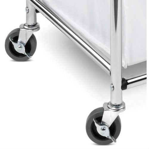 Heavy Duty Commercial Grade Laundry Sorter Hamper Cart in White Chrome - Deals Kiosk